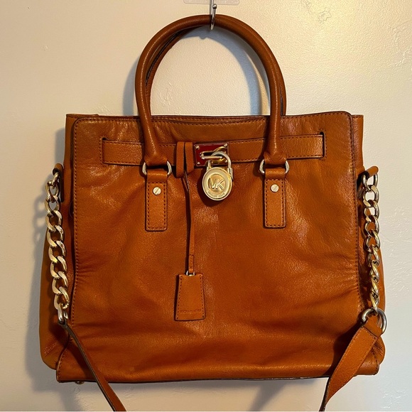 Michel Kors Hamilton Tan Saffino Leather Satchel - Picture 1 of 17